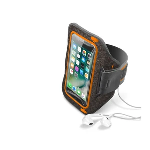 Puzdro na mobil športové CellularLine Armband Strong Summer Edition, do velikosti 5,2" (ARMBANDRUNSUM521) sivé/oranžové športové puzdro na telefón • n