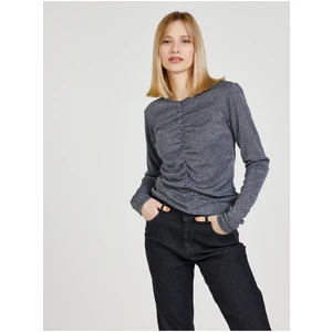 Dark grey women's T-shirt with decorative detail Pepe Jeans Dacia - Women