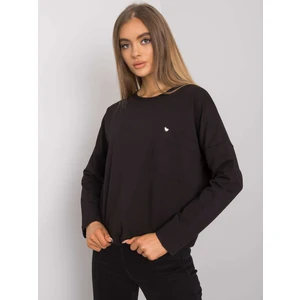 Black cotton blouse with long sleeves