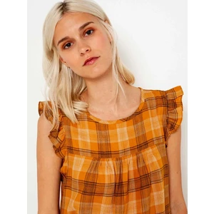 Orange Plaid Blouse CAMAIEU - Women