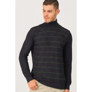 V9232 DEWBERRY DIO RISE FISHERMAN'S COLLAR MEN'S SWEATER-LACİVERT