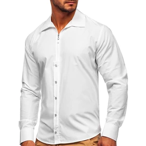 Biela pánska košeľa s dlhými rukávmi Bolf 20702