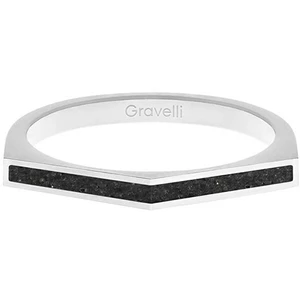 Gravelli Oceľový prsteň s betónom Two Side oceľová / antracitová GJRWSSA122 56 mm