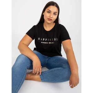 Black plus size t-shirt with gold print