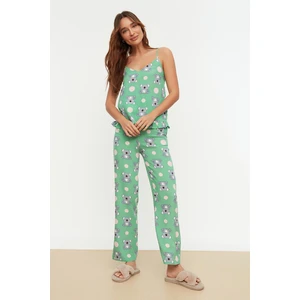 Trendyol Koala Patterned Frilly Woven Pajamas Set