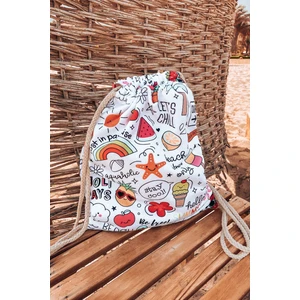 Backpack Bag Towel 3in1 Colorful Print White