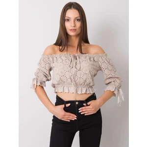 OCH BELLA Beige openwork top