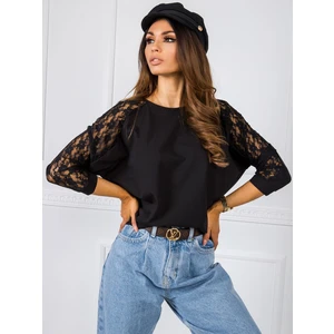 RUE PARIS Black oversized blouse