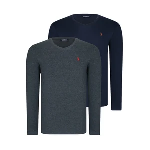 DUAL SET T8587 DEWBERRY V COLLAR MEN'S SWEATSHIRT-ANTHRACITIS-LACİVERT