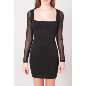 Black short dress with BSL square neckline