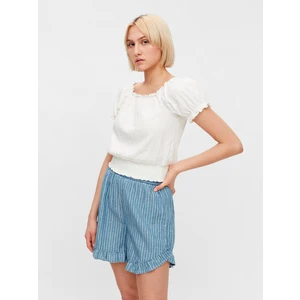 Cream Short Blouse Pieces Leaf - Women