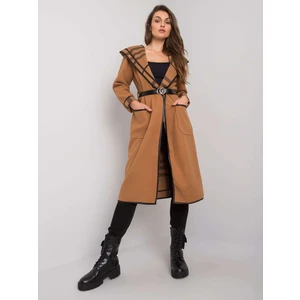 Latesha camel hooded coat