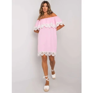 Light pink dress with a Spanish neckline