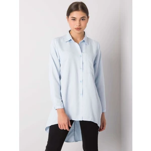 Light blue shirt with a longer back