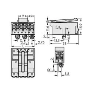 Konektor do DPS WAGO 2091-1528/020-000, 30.00 mm, pólů 8, rozteč 3.50 mm, 100 ks