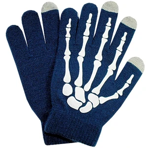 Semiline Unisex's Smartphone Gloves 0178-0 White/Navy Blue