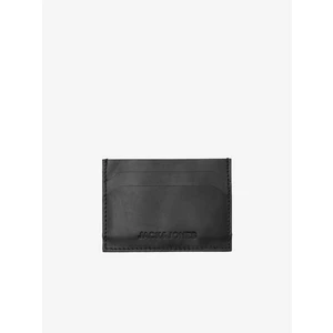 Black Men's Leather Jack & Jones Side Credit Card Case - Mens