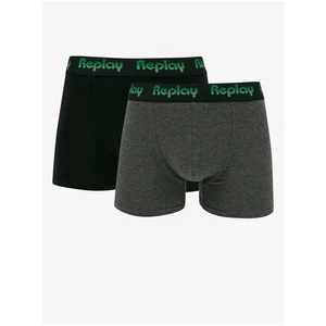 Set of two men's boxers in black and dark grey Replay - Men