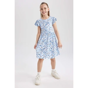 DEFACTO Girl Patterned Short Sleeve Combed Cotton Dress