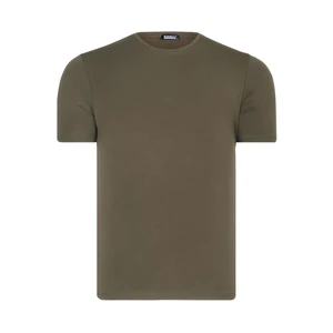 T8569 DEWBERRY BIKE COLLAR MENS T-SHIRT-PLAIN KHAKI