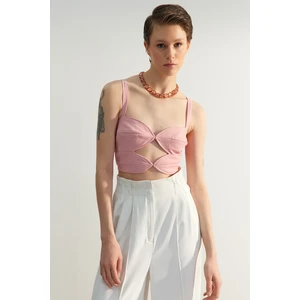 Trendyol Pink Cut-out/Window Detailed Bustier in Woven, Fitted