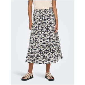 Blue and Cream Women's Patterned Midi Skirt JDY Dora - Women