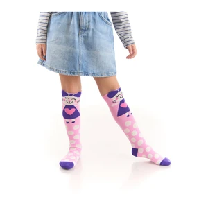 Denokids Naughty Cat Girl Child Pink Knee-Length Socks