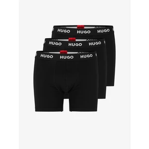 3PACK pánské boxerky Hugo Boss černé