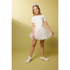 DEFACTO Girl Patterned Tutu Skirt Crown 2 Piece Set