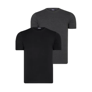 DUAL SET T8569 DEWBERRY BIKE COLLAR MENS T-SHIRT-DARK BLACK-ANTHRACITE