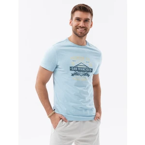 Ombre Men's printed cotton t-shirt - blue