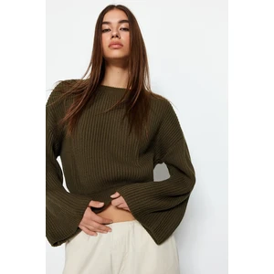 Trendyol Khaki Crop and Spanish Sleeves Knitwear Sweater