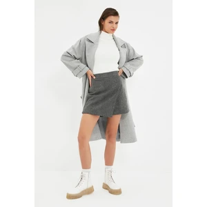 Trendyol Anthracite Wraparound Cachet Woven Short Skirt