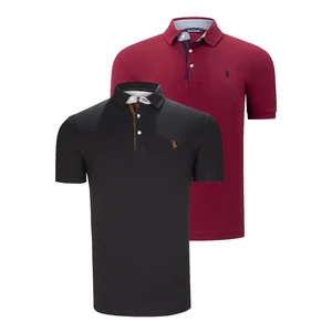 DUAL SET T8582 DEWBERRY MENS T-SHIRT-BLACK-BURGUNDY