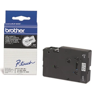 Brother TC-M91, 9mm x 7,7m, čierna tlač / priehľadný podklad, originálna páska