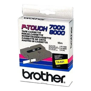 Brother TX-621, 9mm x 15m, černý tisk / žlutý podklad, originální páska