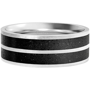 Gravelli Betónový prsteň Fusion Double line oceľová / antracitová 53 mm