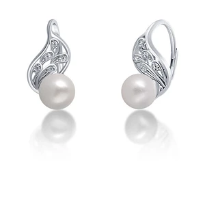 JwL Luxury Pearls Pôvabné strieborné náušnice s pravou bielou perlou JL0706