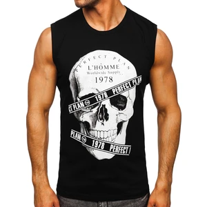 Maiou negru tank top cu imprimeu Bolf 14807