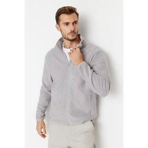 Trendyol Grey Regular/Normal Cut Zipper Detailed Warm Fleece Sweatshirt