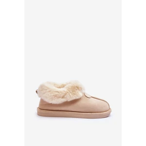 Women's slippers with fur, light beige Rope