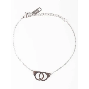 Bracelet on a silver chain decorated with handcuff pendants