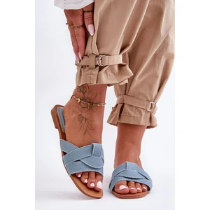 Women's material sandals light blue Aversa