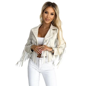 Short jacket with fringe made of soft eco leather Numoco