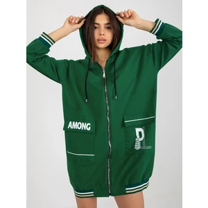 Dark green long zippered hoodie