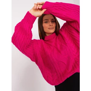 Women's Fuchsia Oversize Sweater with Turtleneck