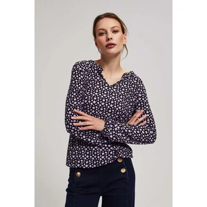 Patterned blouse with V-neck