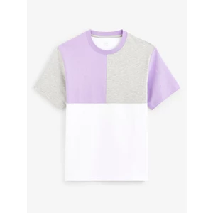 Purple-white men's cotton T-shirt Celio Dequoi