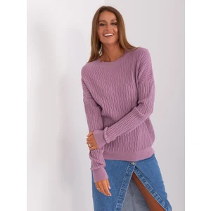 Light purple women's classic sweater with patterns