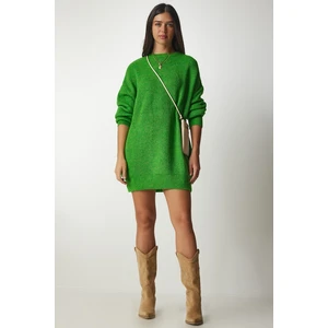 Happiness İstanbul Women's Light Green Oversize Long Basic Knitwear Sweater